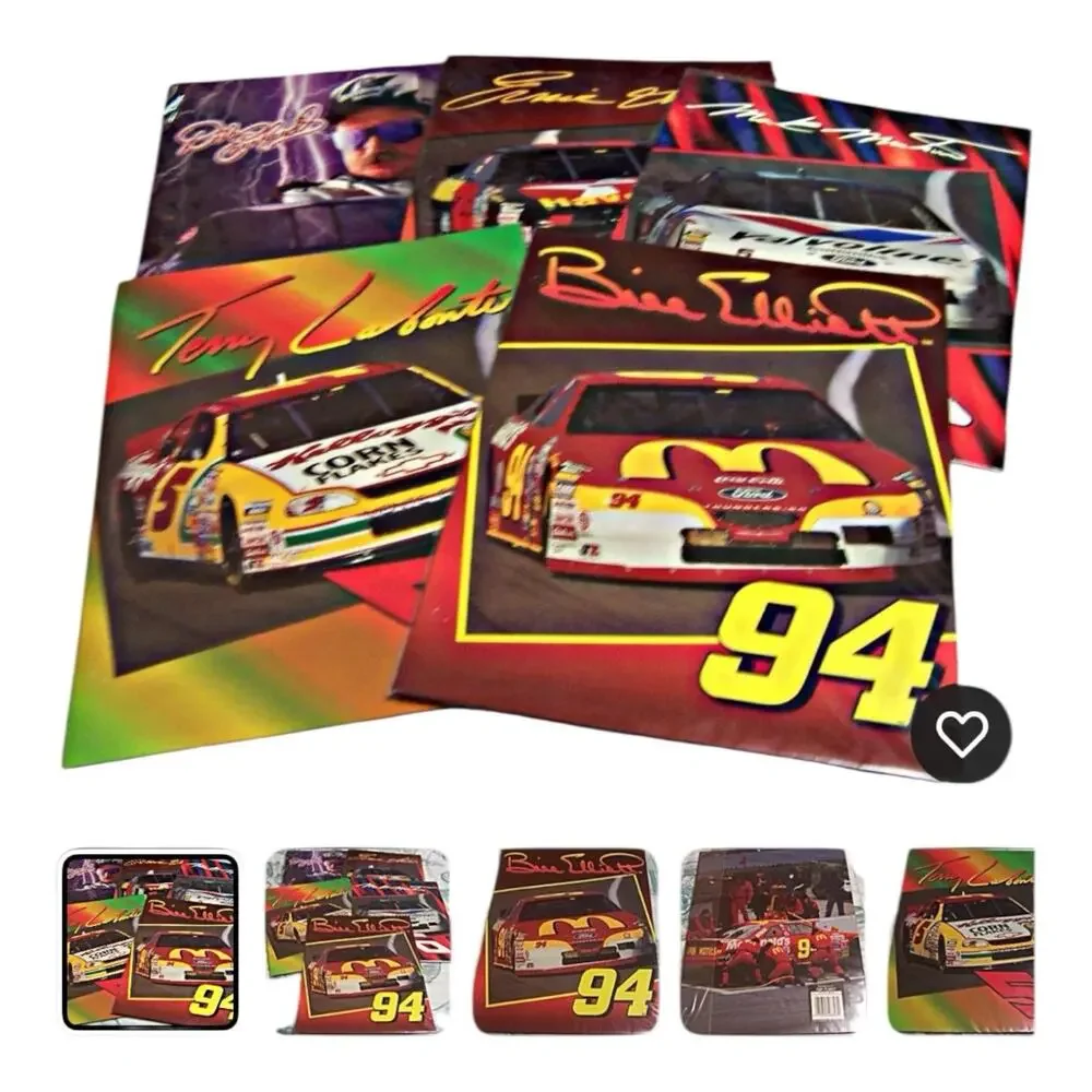 Lot of 5 1996 Napco Nascar 3 Holed Punched Folders 9 1/4 X 11 3/4